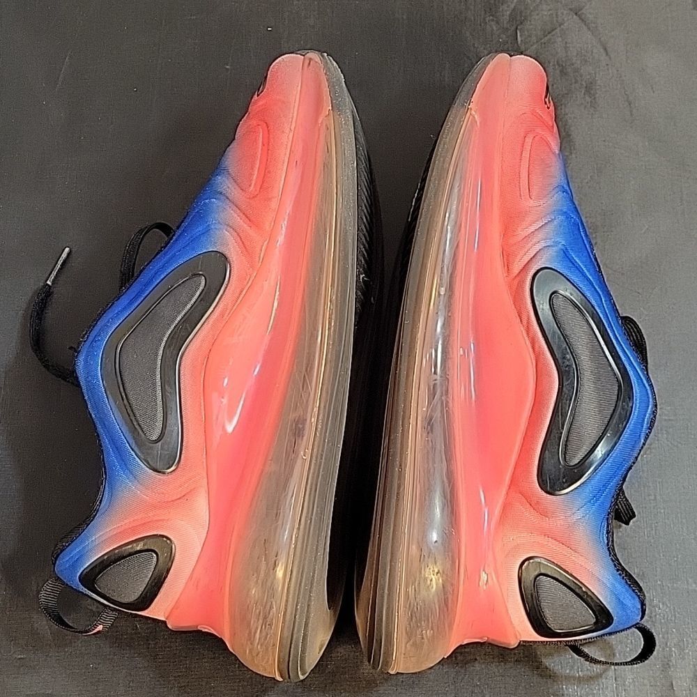 NIKE AIR MAX 720 GS BLACK RACER BLUE LACE-UP CLOSURE SNEAKER G1 - Picture 13 of 15